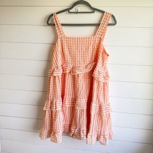 Lizard thicket orange gingham ruffle mini dress- large